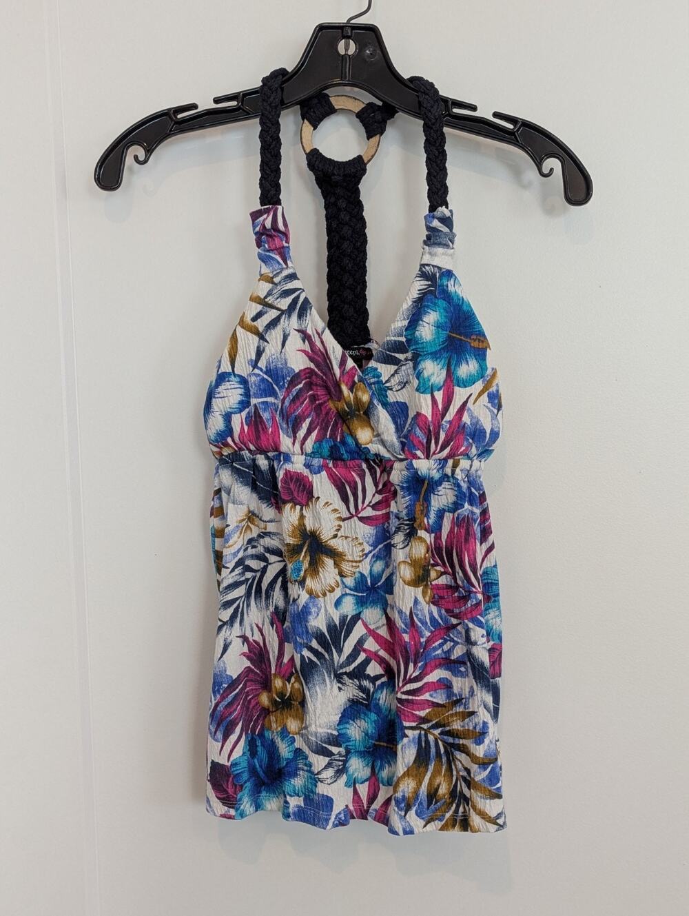 Self Esteem Medium Multicolor Floral Tank Y2K Boho Babydoll Braided Straps